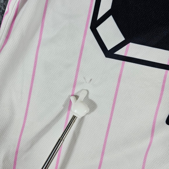 Barbie Official Baseball Jersey Shirt White Pink Number 58 Women's Size Large - Picture 5 of 7
